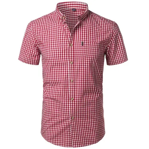 Mens Plaid Cotton Casual Dress Shirts Slim Fit Long Sleeve Button Down