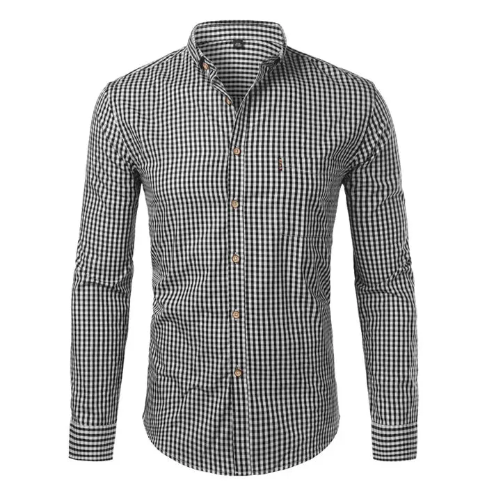 Mens Plaid Cotton Casual Dress Shirts Slim Fit Long Sleeve Button Down