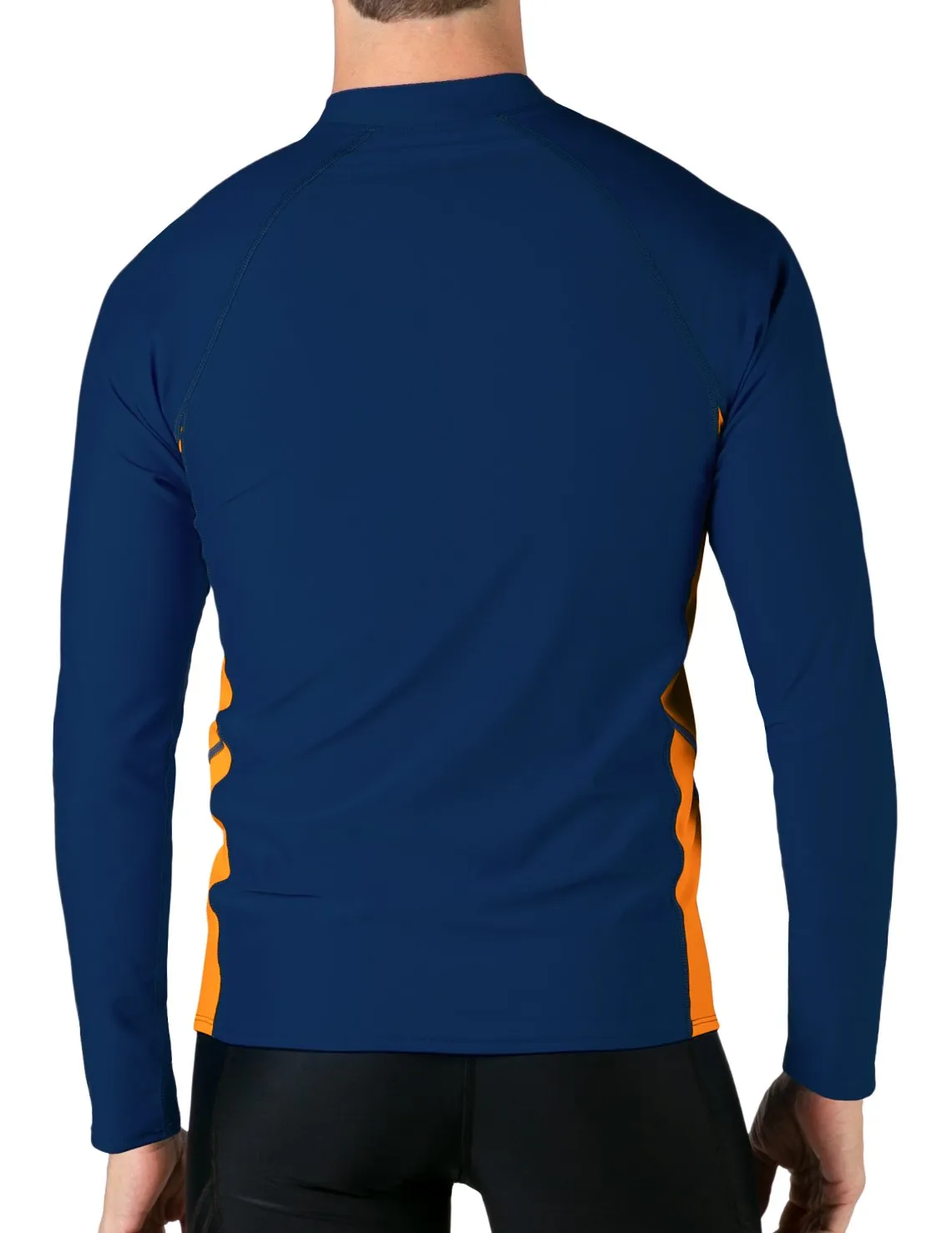 Men's  Swim Performance Long Sleeve Rash Guard - Navy / Orange
