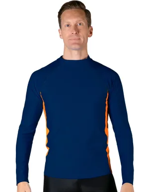 Men's  Swim Performance Long Sleeve Rash Guard - Navy / Orange