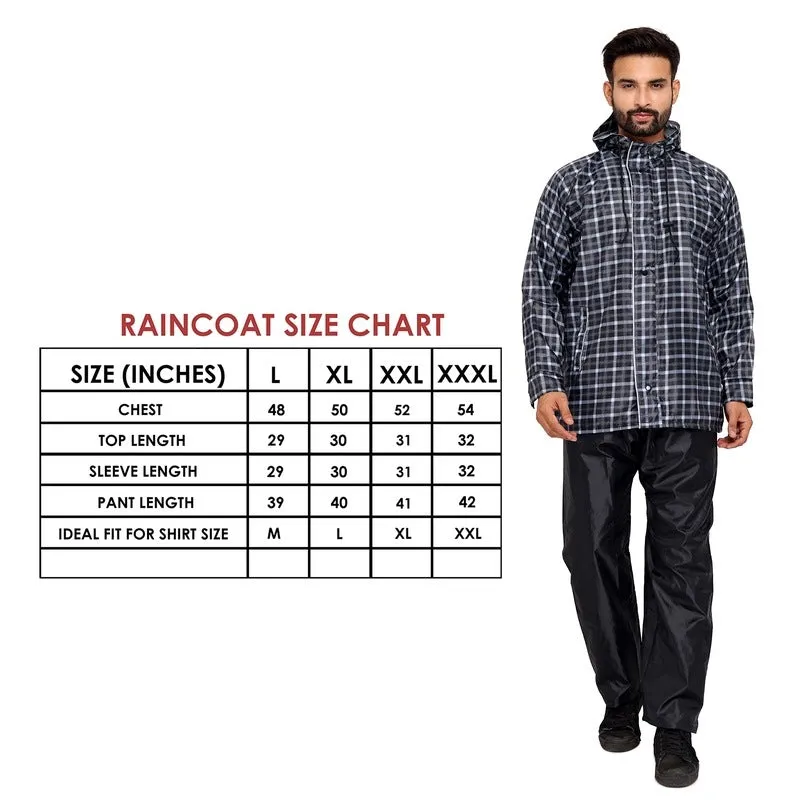 Men's Waterproof Reversible Raincoat with Reflector Hood | Set of Top and Bottom | X-Large | Royal Black