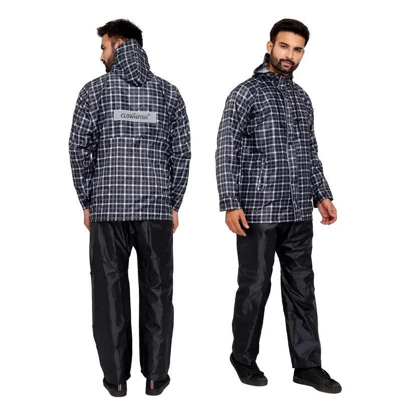 Men's Waterproof Reversible Raincoat with Reflector Hood | Set of Top and Bottom | X-Large | Royal Black