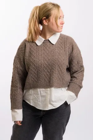 Miou Muse Sweater and Shirts Combo - Mocha/White