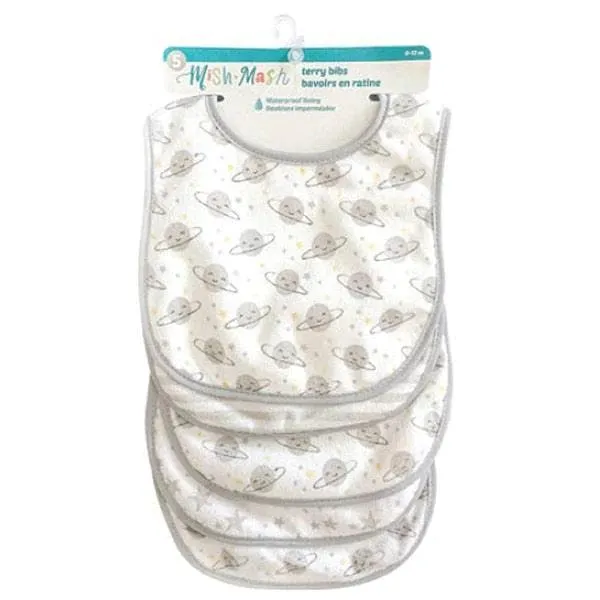 Mish Mash Baby Terry Bibs - 5 Pack