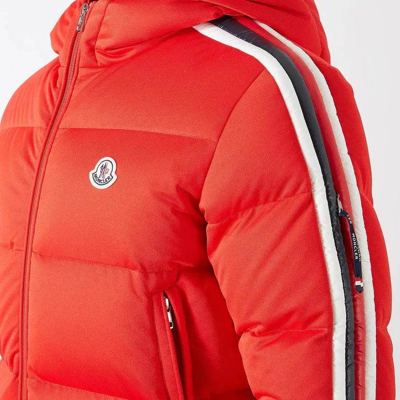MONCLER SANBESAN LOGO DOWN PUFFER JACKET - RED