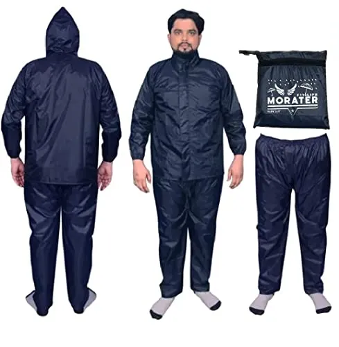 MORATER" Mens Raincoat with Adjustable Hood |Raincoat for Men/Womem | Waterproof Polyester Jacket Pant and Carrying Pouch.