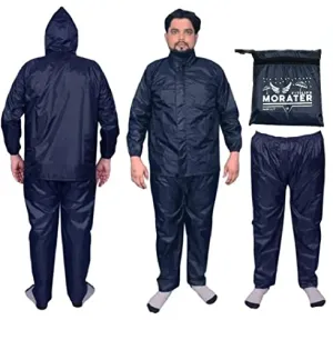MORATER" Mens Raincoat with Adjustable Hood |Raincoat for Men/Womem | Waterproof Polyester Jacket Pant and Carrying Pouch.