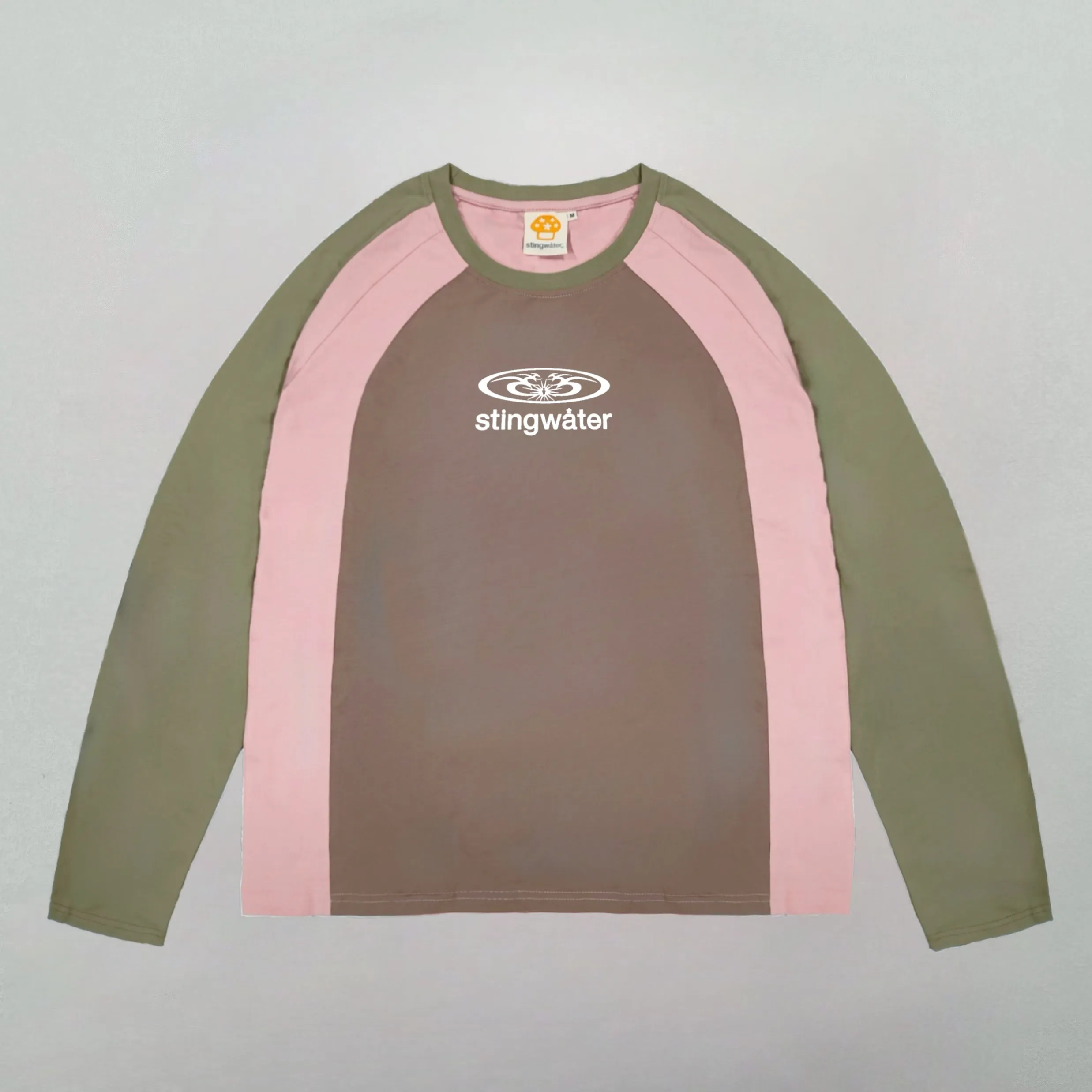 Moses Panelled Long Sleeve T-Shirt Green/Pink/Brown