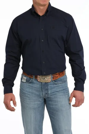 NAVY BEEF CATTLE PRINT LONG SLEEVE SHIRT