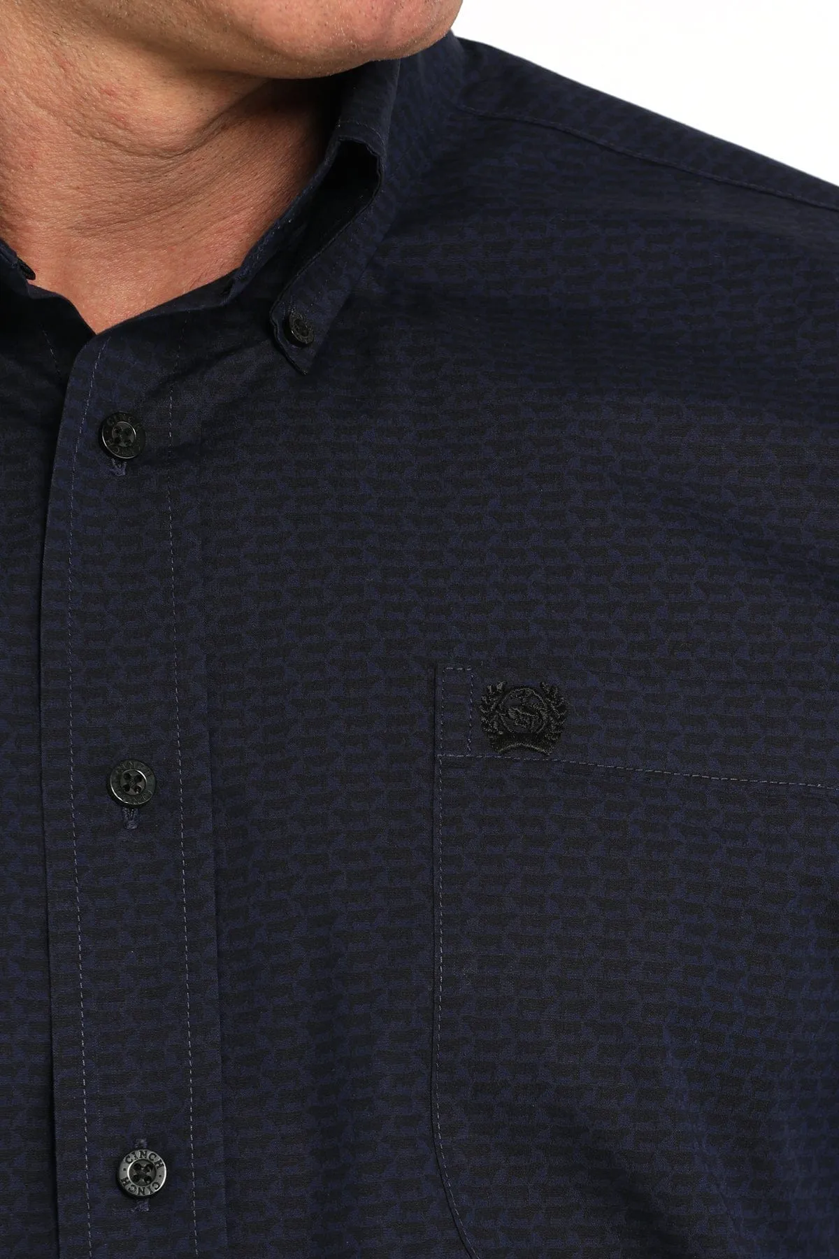 NAVY BEEF CATTLE PRINT LONG SLEEVE SHIRT