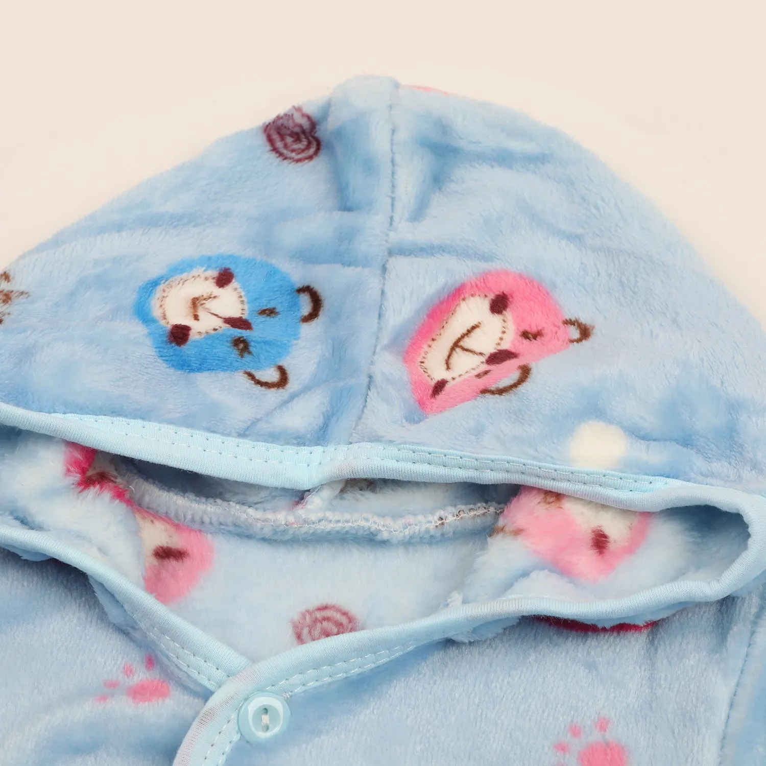 Newborn Boys Full Sleeves Hooded Suit - Sky Blue