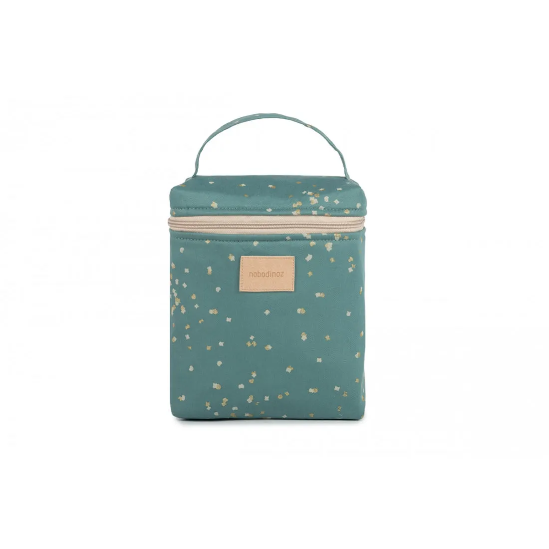 nobodinoz Hyde Park Insulated Baby Bottle and Lunch Bag Gold Confetti/Magic Green
