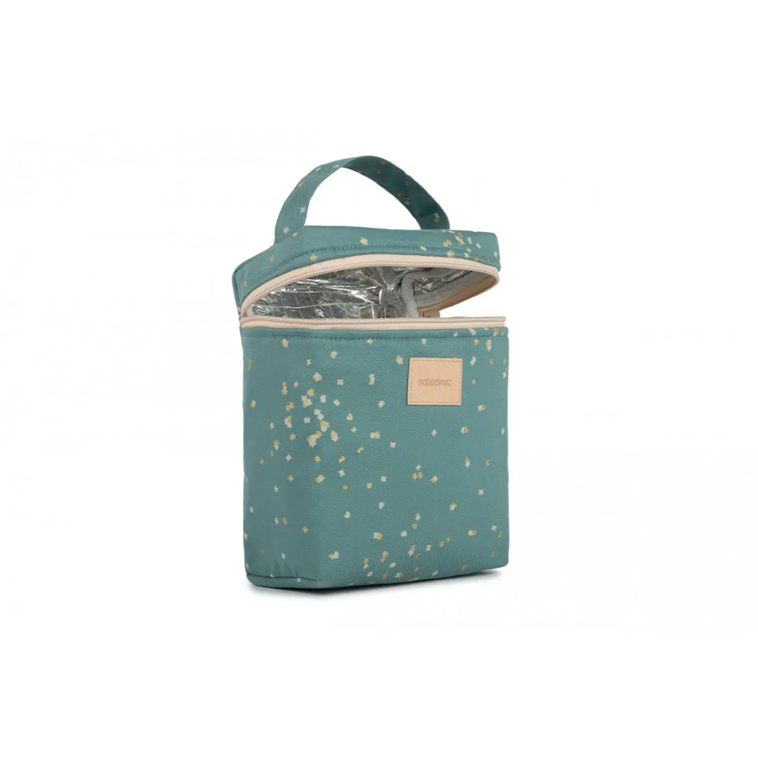 nobodinoz Hyde Park Insulated Baby Bottle and Lunch Bag Gold Confetti/Magic Green