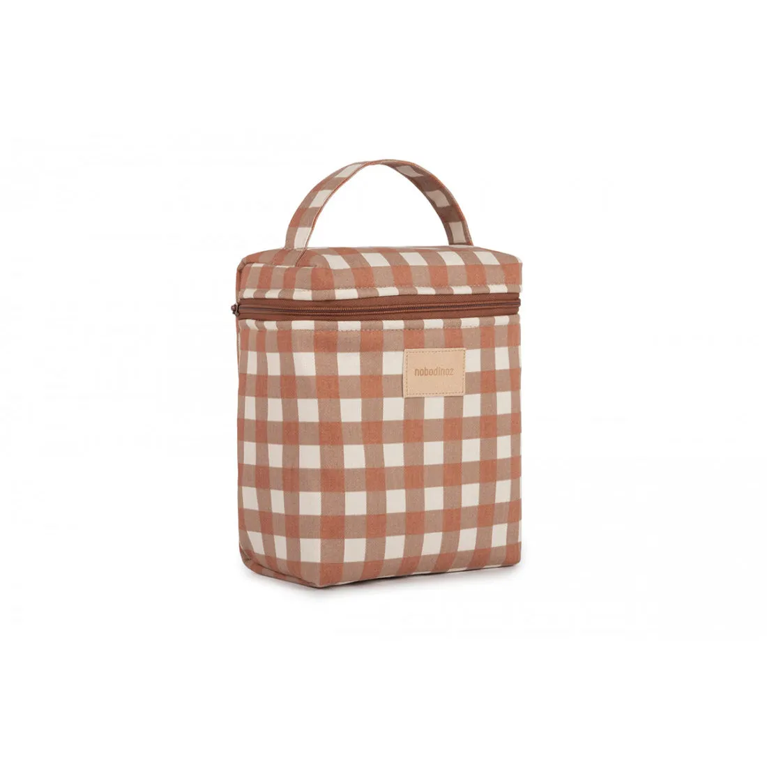 nobodinoz Hyde Park Insulated Baby Bottle and Lunch Bag Terracotta Checks