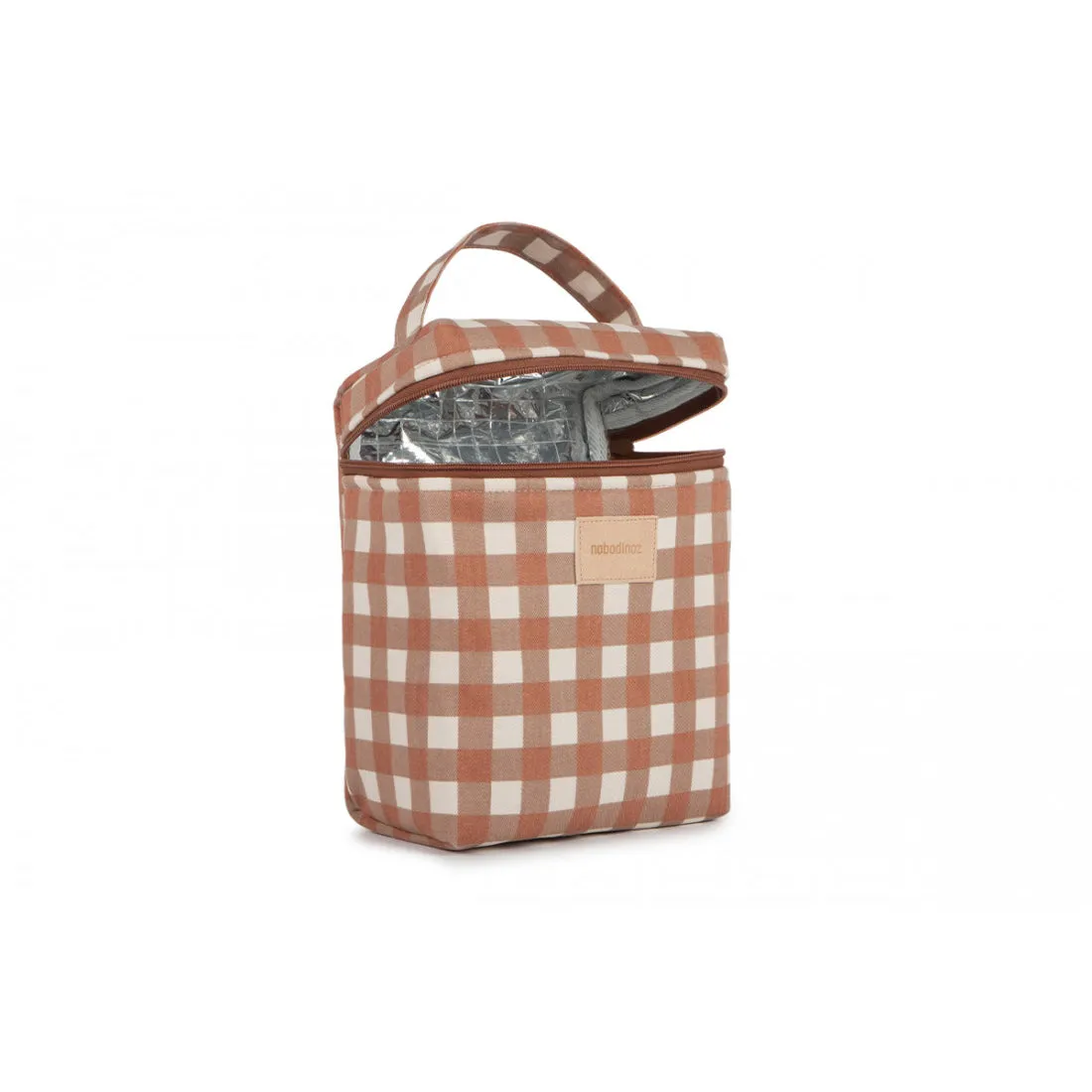 nobodinoz Hyde Park Insulated Baby Bottle and Lunch Bag Terracotta Checks