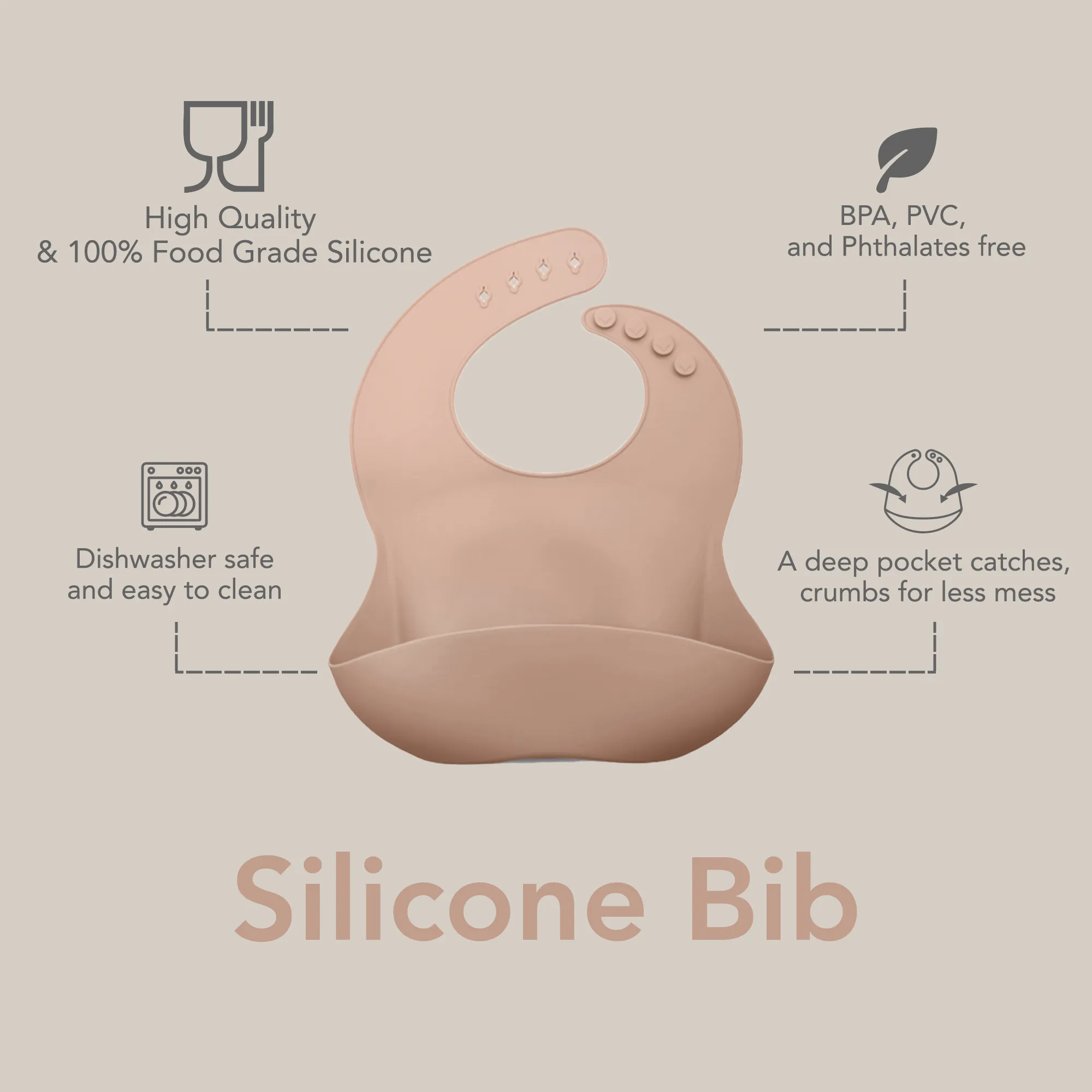 noüka Bib - Soft Blush (Min. of 2 PK, Multiples of 2 PK)