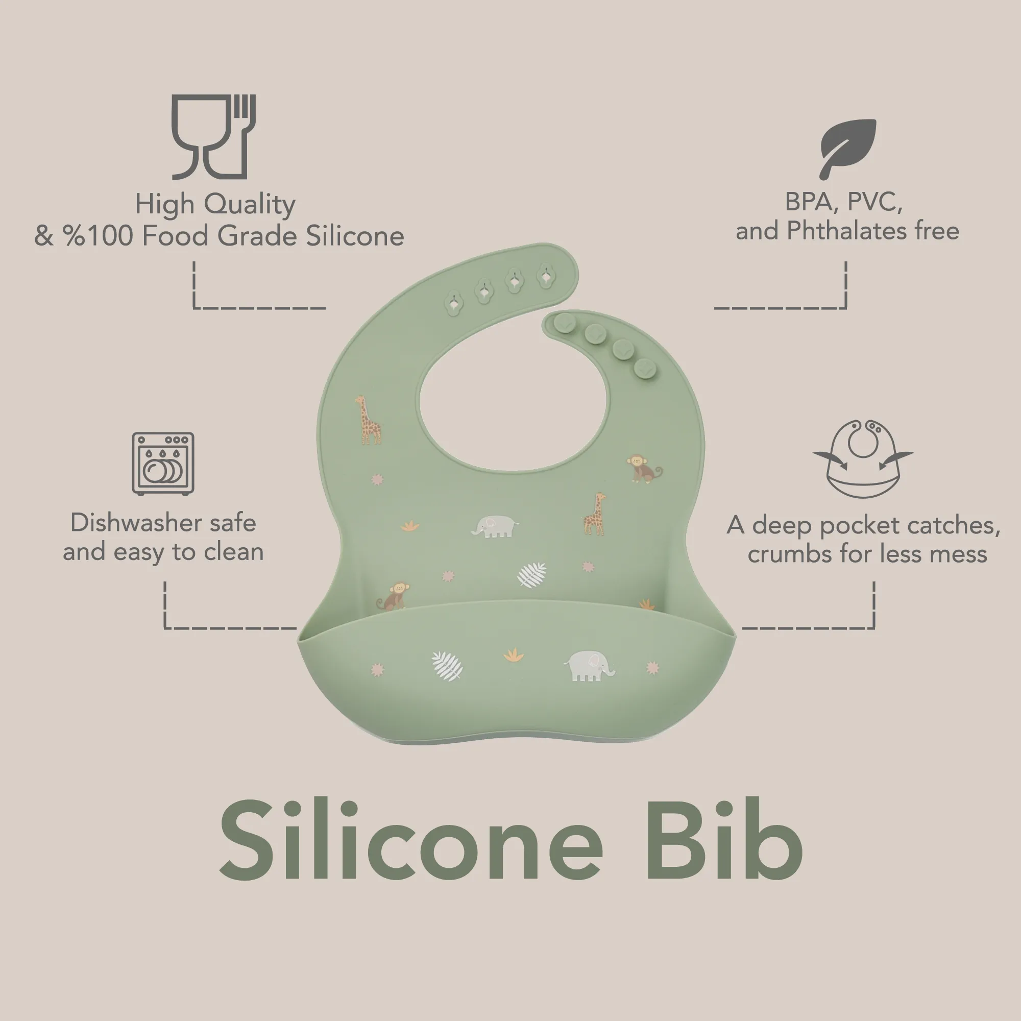 noüka Design Bib -  Safari (Min. of 2 PK, Multiples of 2 PK)