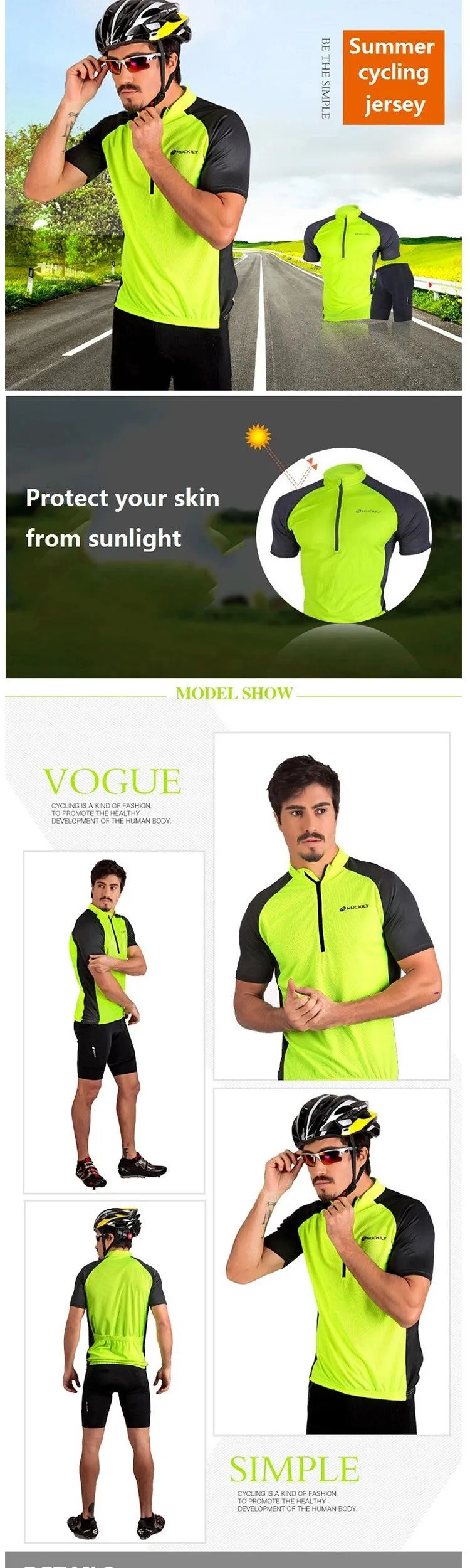 Nuckily NJ601-NS355 Jersey and Shorts Set (Neon Green)