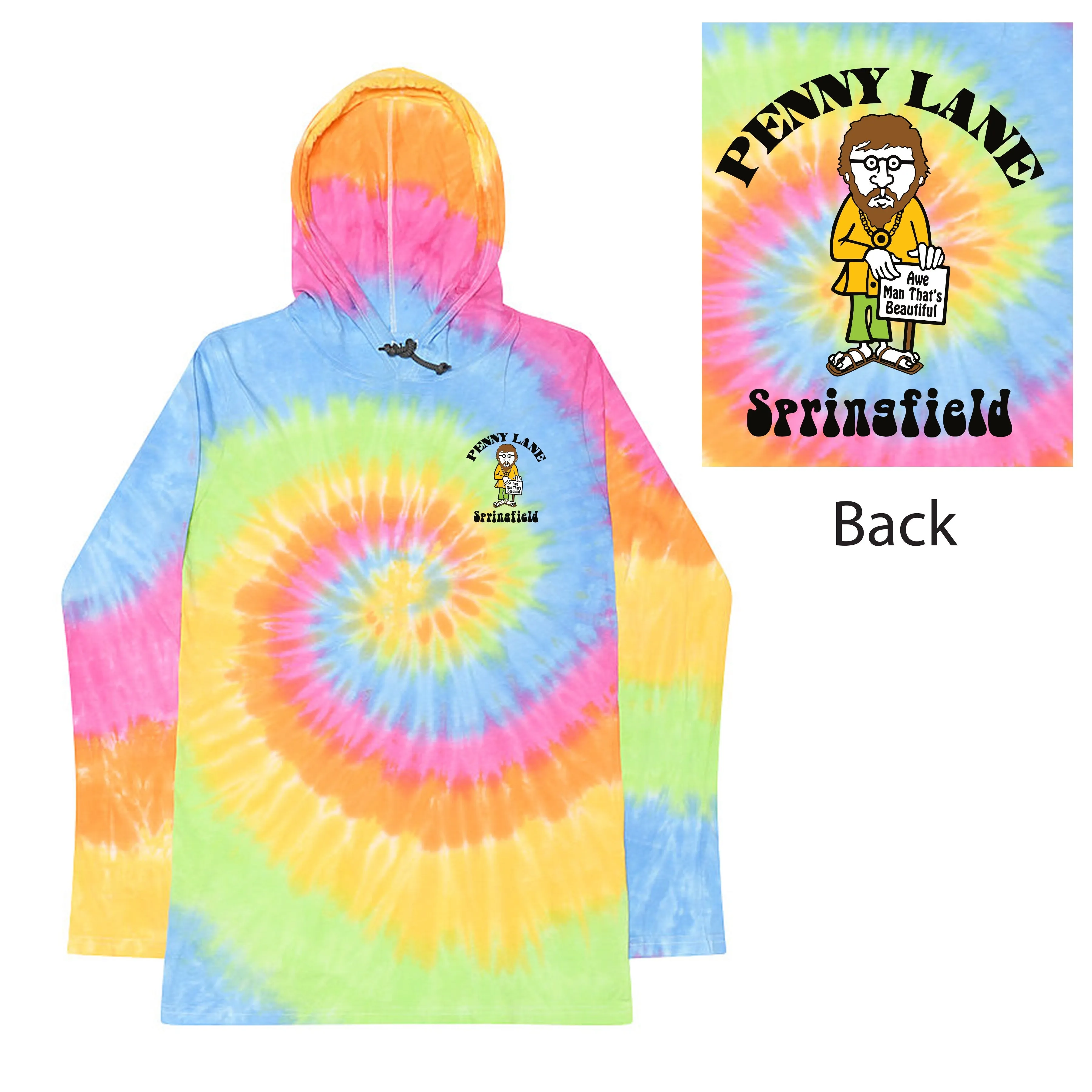 Penny Lane Guy Zen Rainbow Tie Dye Hooded L-Sleeve Shirt