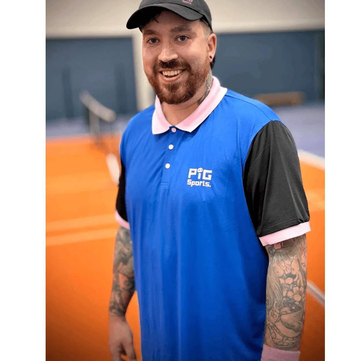 Performance Polo Shirt - Black/Pink/Blue