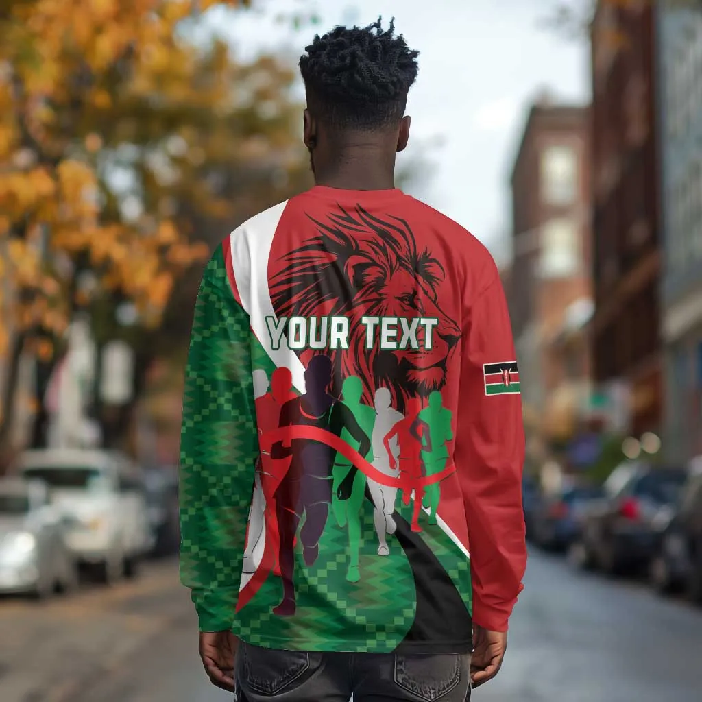 Personalised Athletics Kenya Long Sleeve Shirt Kente Pattern LT15