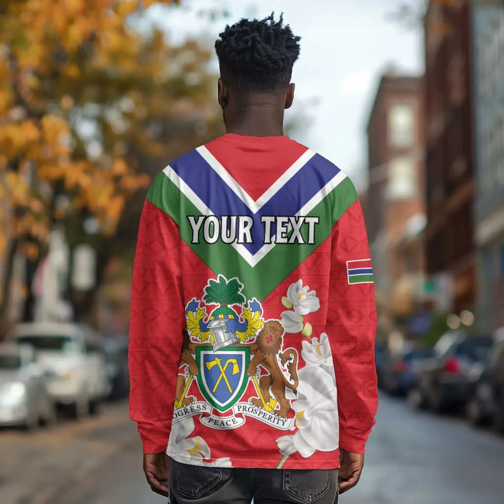 Personalized Gambia Long Sleeve Shirt Coat Of Arms - African Pattern LT15