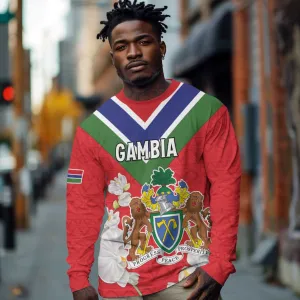 Personalized Gambia Long Sleeve Shirt Coat Of Arms - African Pattern LT15