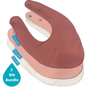 Pink Bundle of 3 Waterproof Dribble Bibs