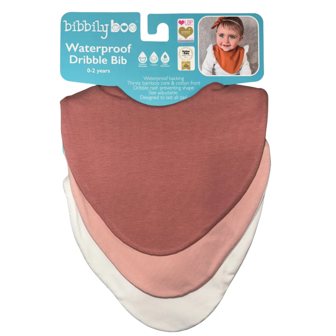 Pink Bundle of 3 Waterproof Dribble Bibs