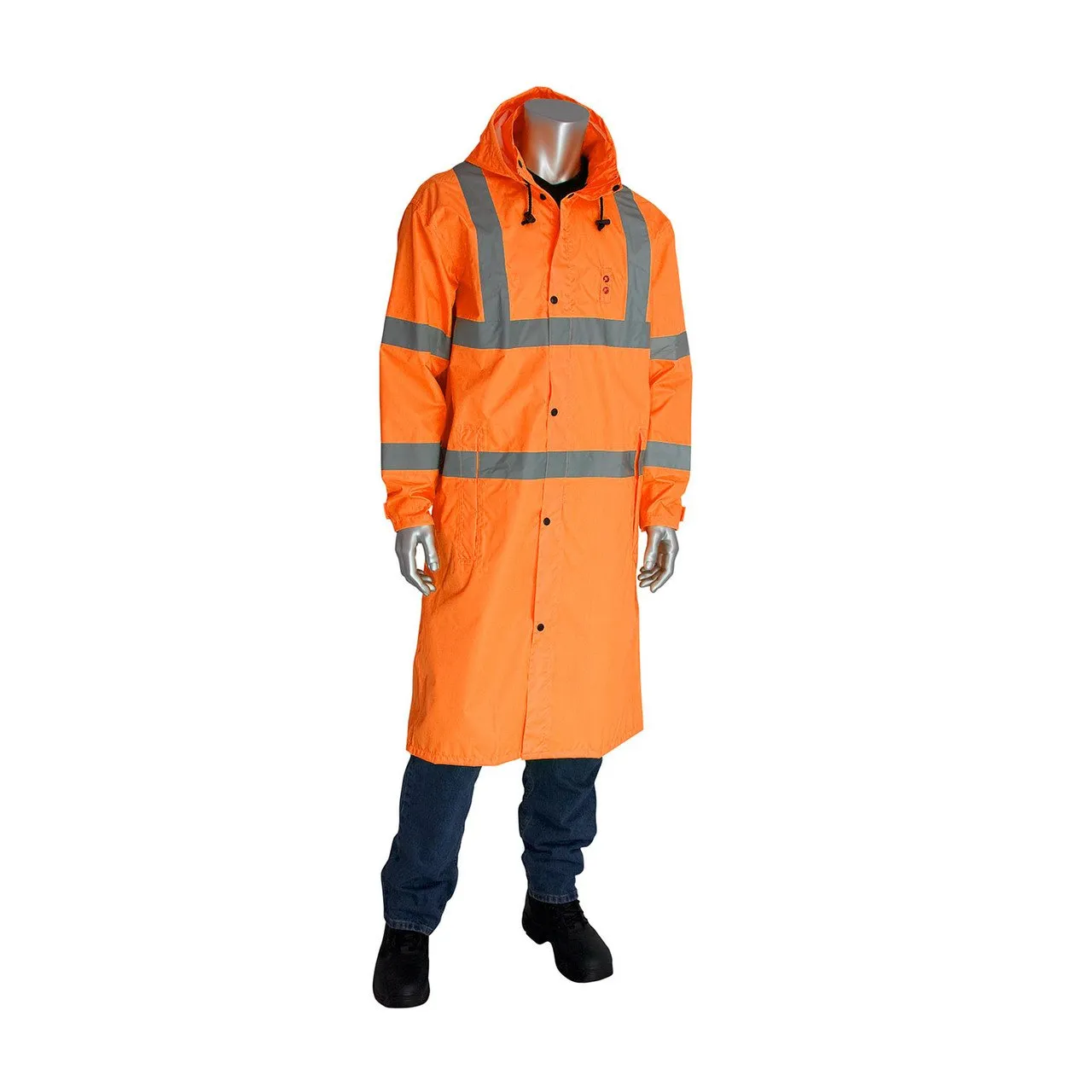 PIP Hooded Long Reflective Raincoat 353-1048