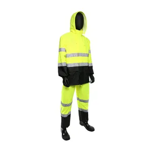 PIP Viz Two-Piece Rain Suit with Black Bottom 4530SE