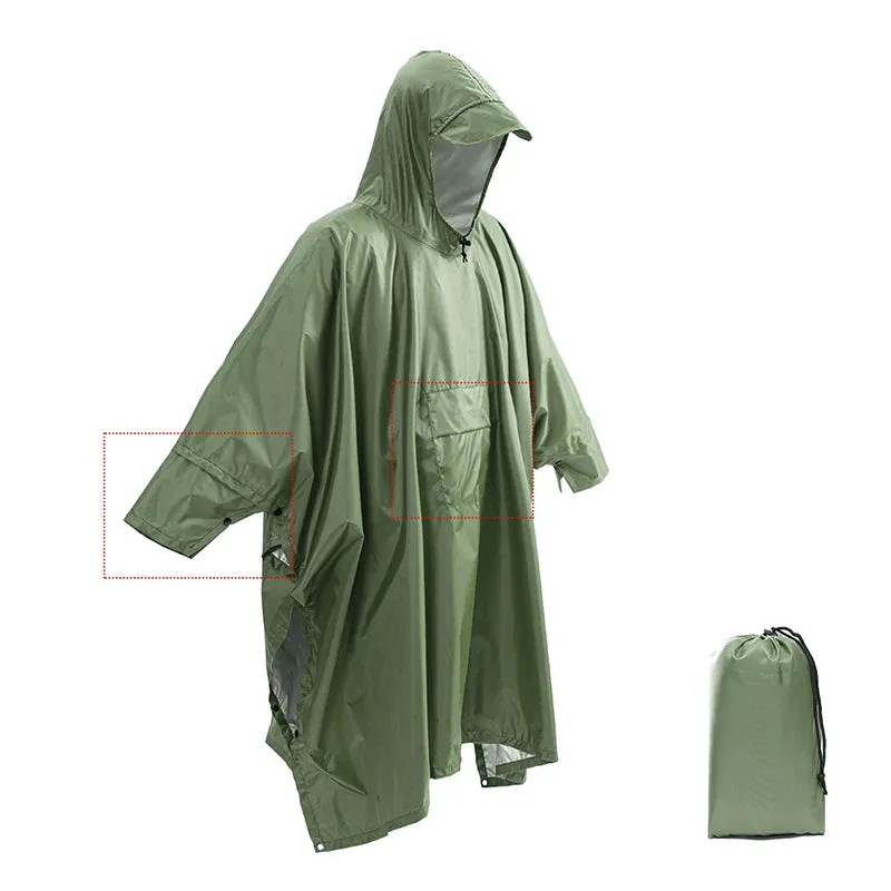 Portable 3-in-1 Multifunctional Raincoat Poncho Mat - Durable Rain Gear for Hiking and Camping