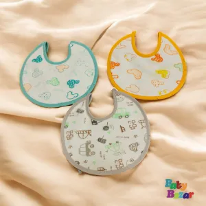 Premium 3-in-1 Waterproof Baby Bibs – Soft Absorbent & Durable (Blue, Yellow, Grey)