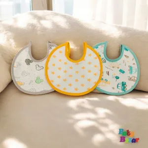 Premium 3-in-1 Waterproof Baby Bibs – Ultra Soft Absorbent & Comfortable (Grey, Yellow, Blue)