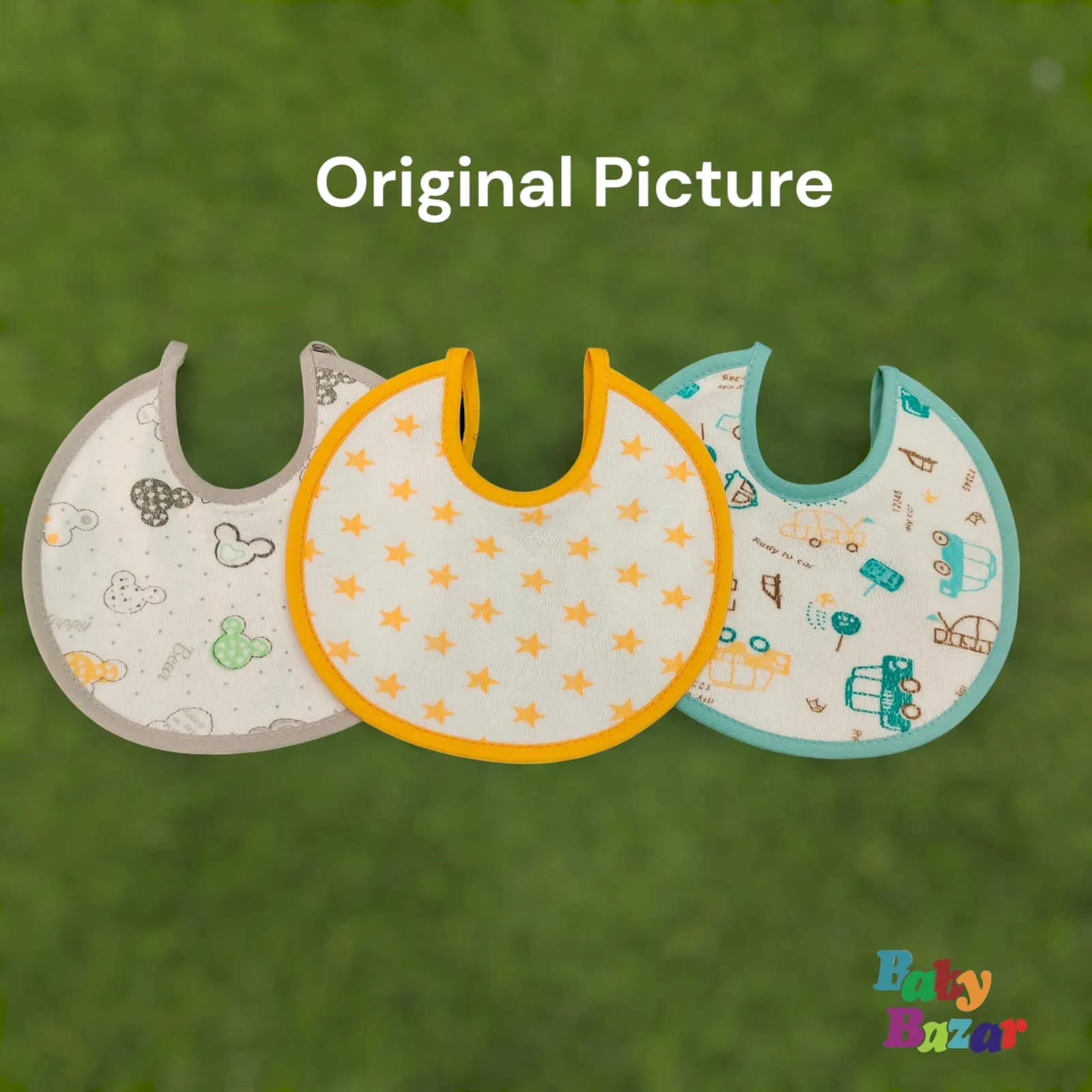 Premium 3-in-1 Waterproof Baby Bibs – Ultra Soft Absorbent & Comfortable (Grey, Yellow, Blue)