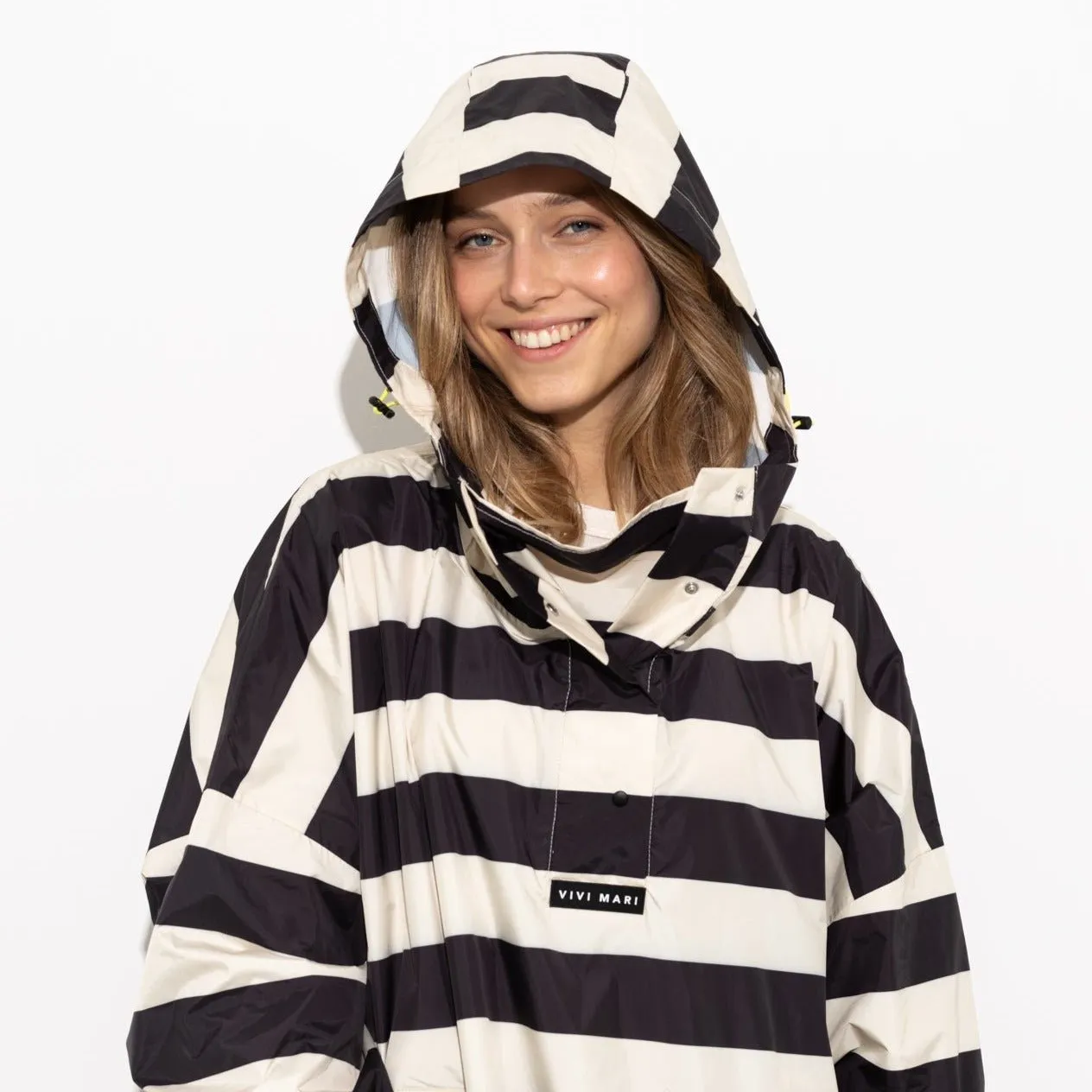 Raincoat bold stripes - black/sand