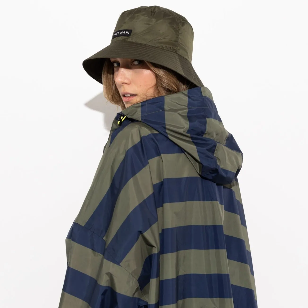 Raincoat bold stripes - navy/olive