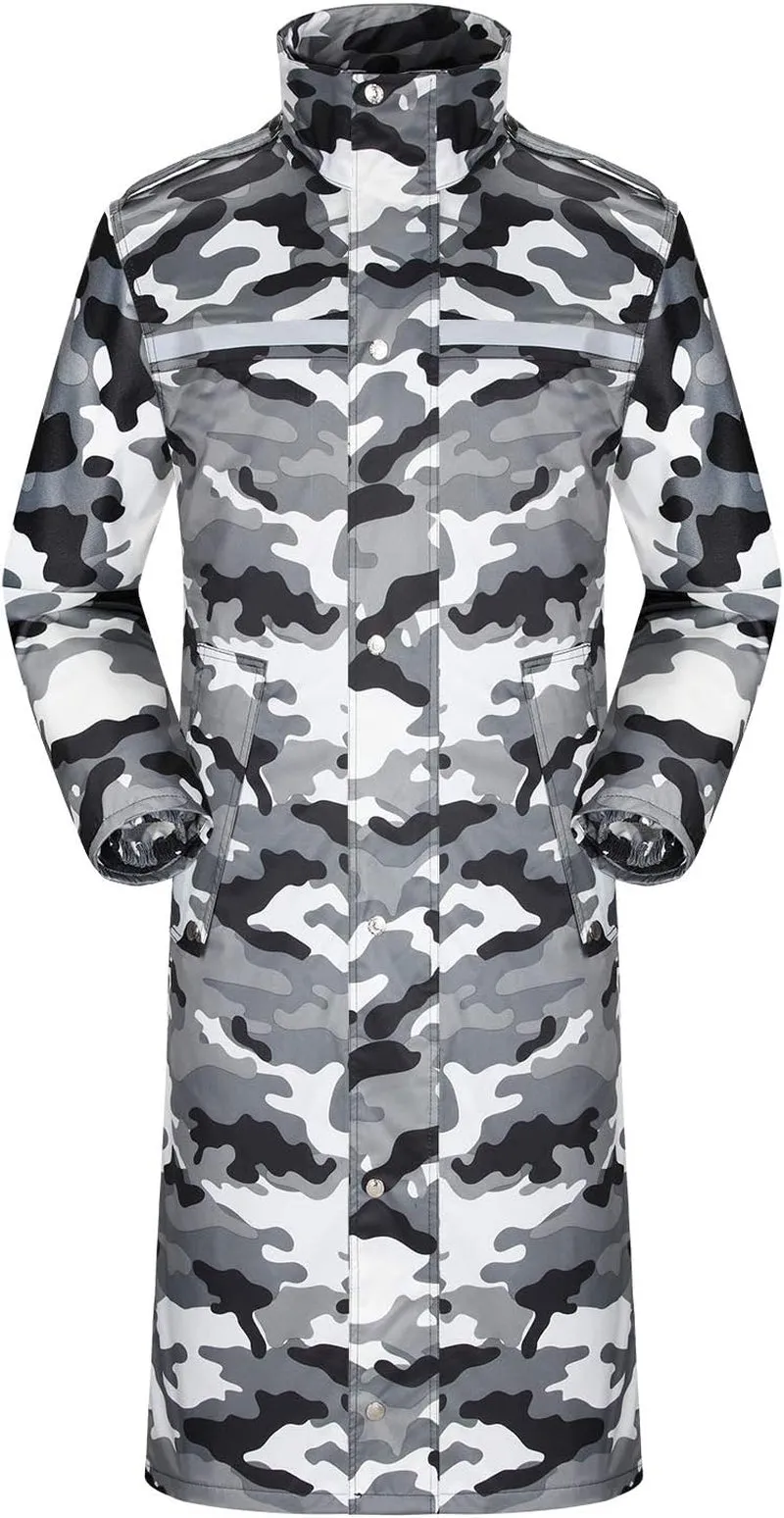 Raincoat Waterproof Long Rain Jacket Lightweight Rainwear Reflective with Packable Hood for Men Women Adults