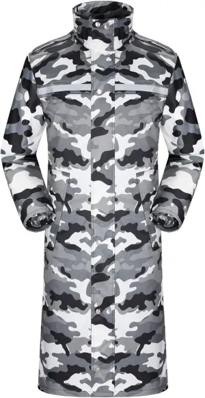 Raincoat Waterproof Long Rain Jacket Lightweight Rainwear Reflective with Packable Hood for Men Women Adults