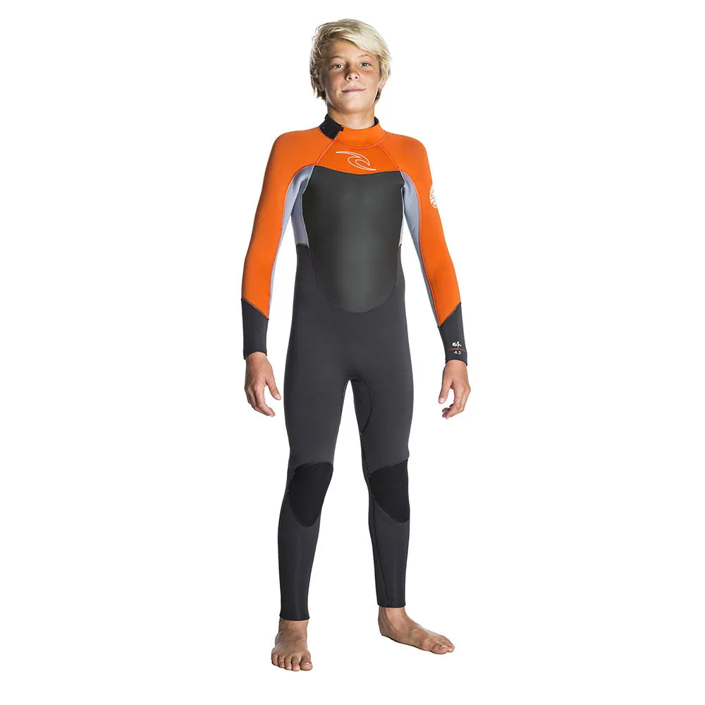 Rip Curl Junior Dawn Patrol 4/3mm Back Zip Wetsuit  - Grey/Orange