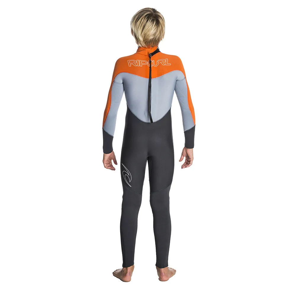 Rip Curl Junior Dawn Patrol 4/3mm Back Zip Wetsuit  - Grey/Orange