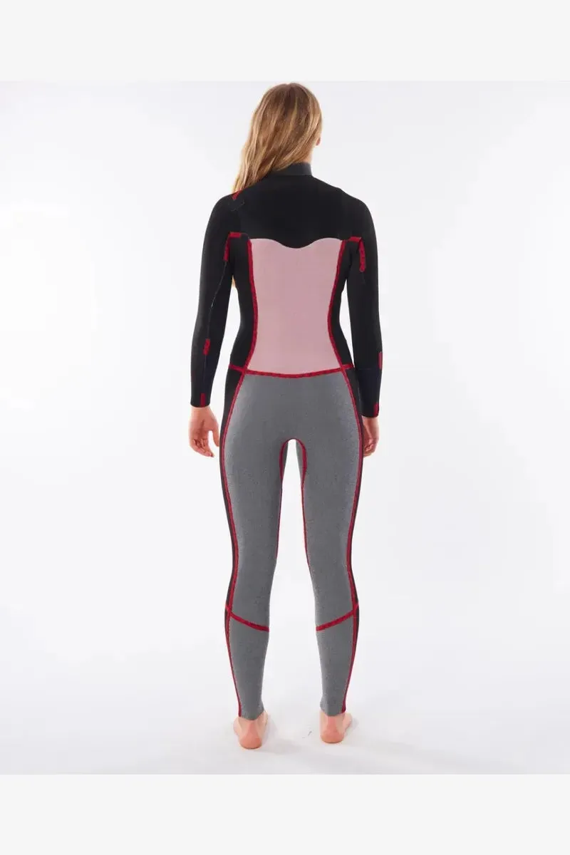 RIP CURL WOMENS DAWN PATROL 3/2mm CHEST ZIP STEAMER - BLACK