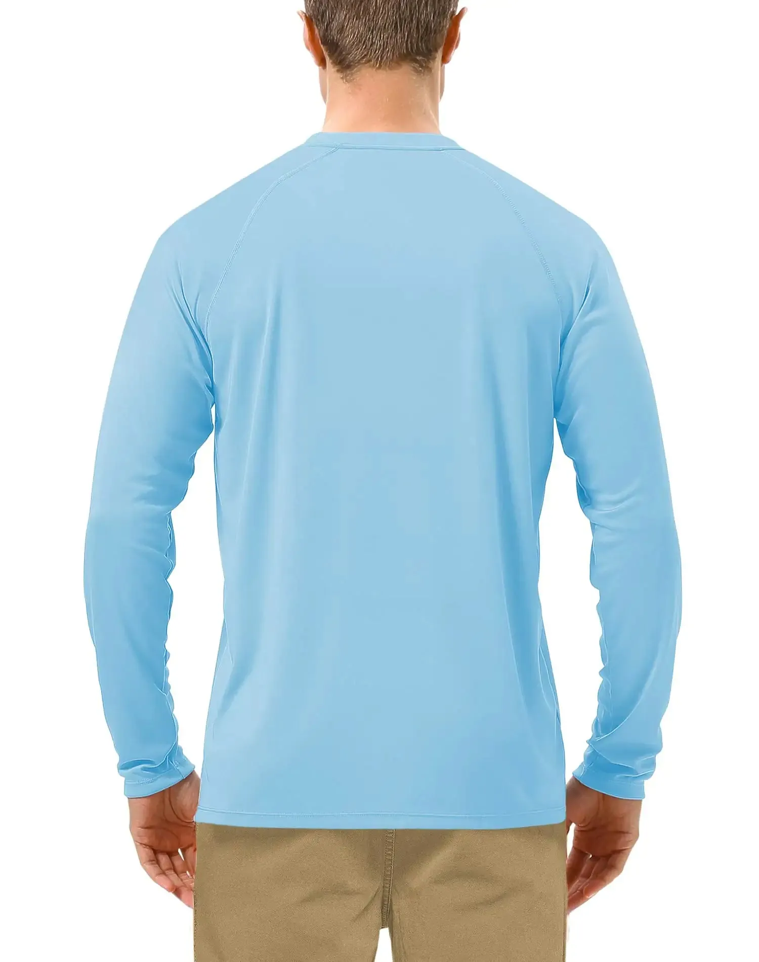 Roadbox Mens UPF 50  UV Sun Protection Shirts Outdoor Long Sleeve SPF Rash Guard for Fishing Hiking Swimming Running 2 Pack - Blue Small