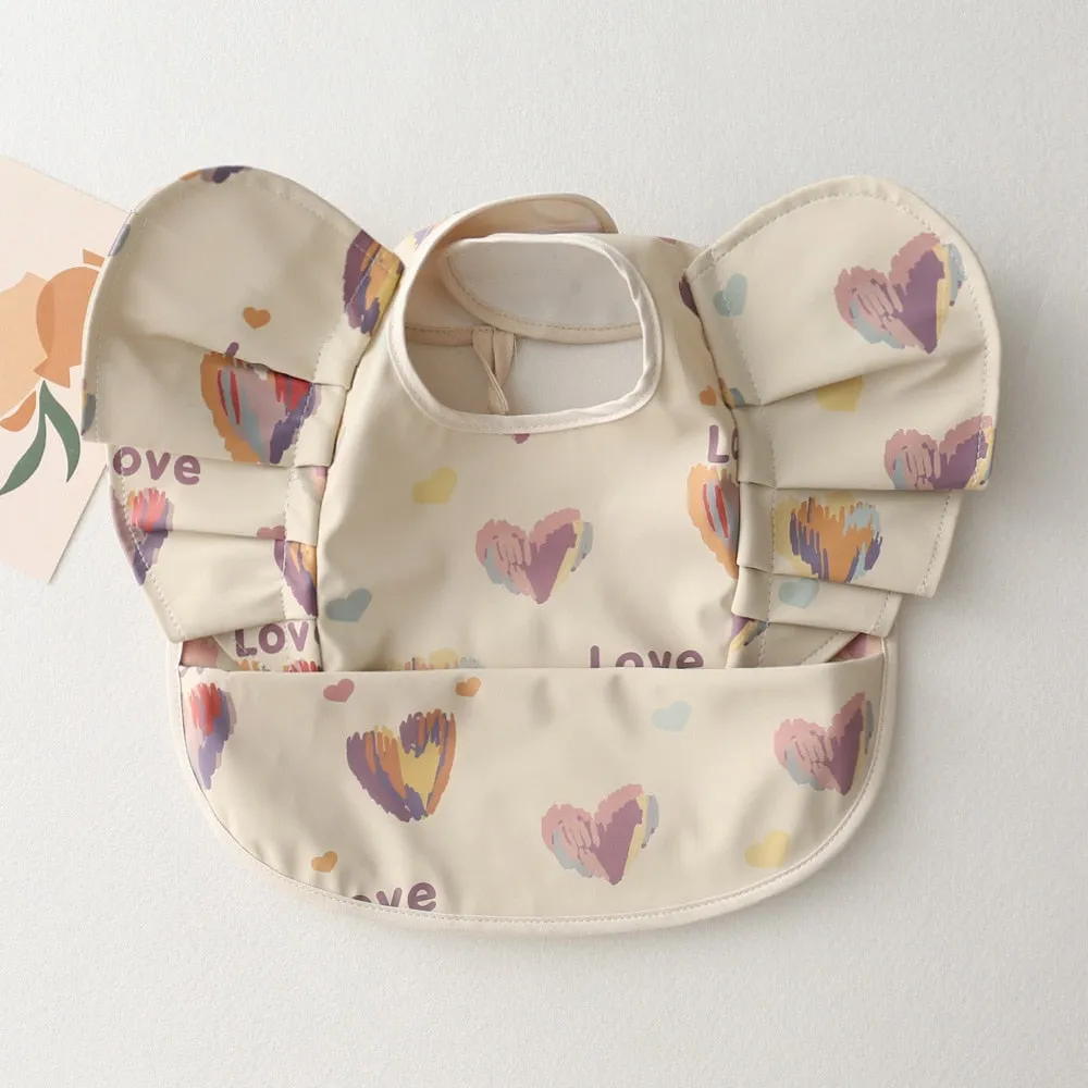 Ruffle Waterproof Cartoon Print Bibs