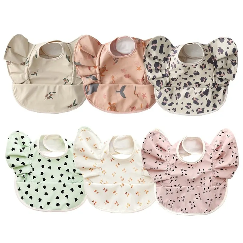 Ruffle Waterproof Cartoon Print Bibs