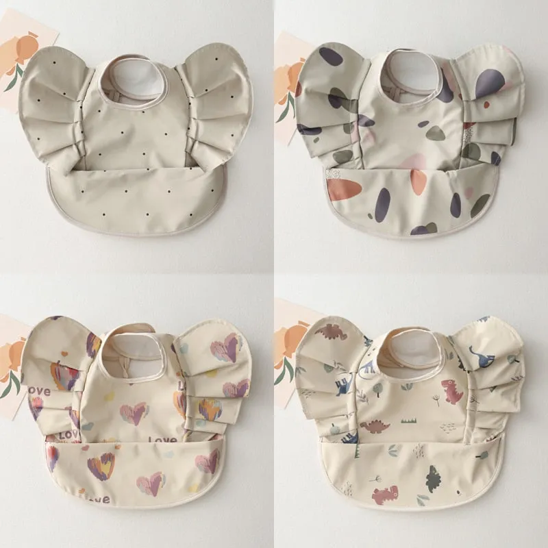 Ruffle Waterproof Cartoon Print Bibs