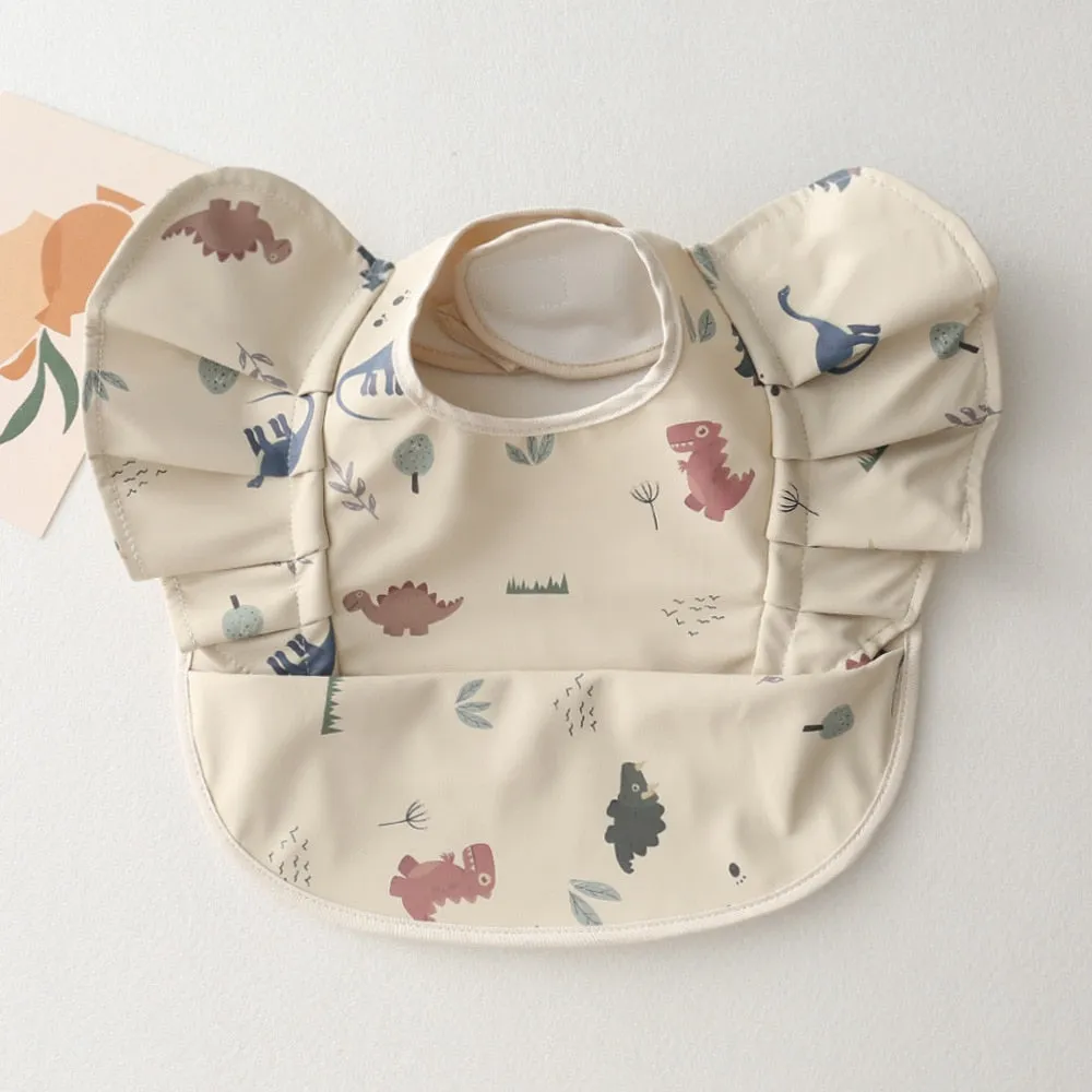 Ruffle Waterproof Cartoon Print Bibs