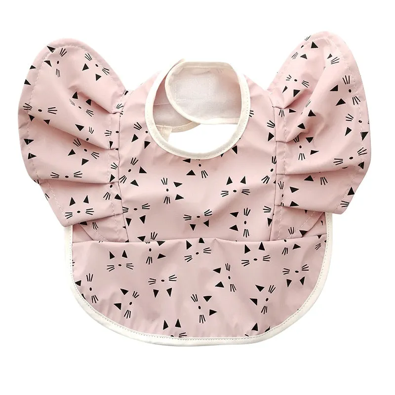 Ruffle Waterproof Cartoon Print Bibs