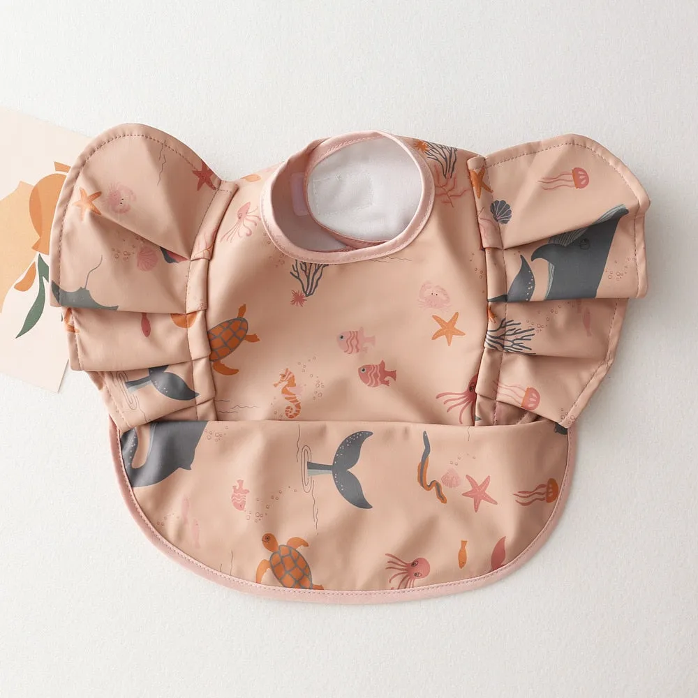Ruffle Waterproof Cartoon Print Bibs