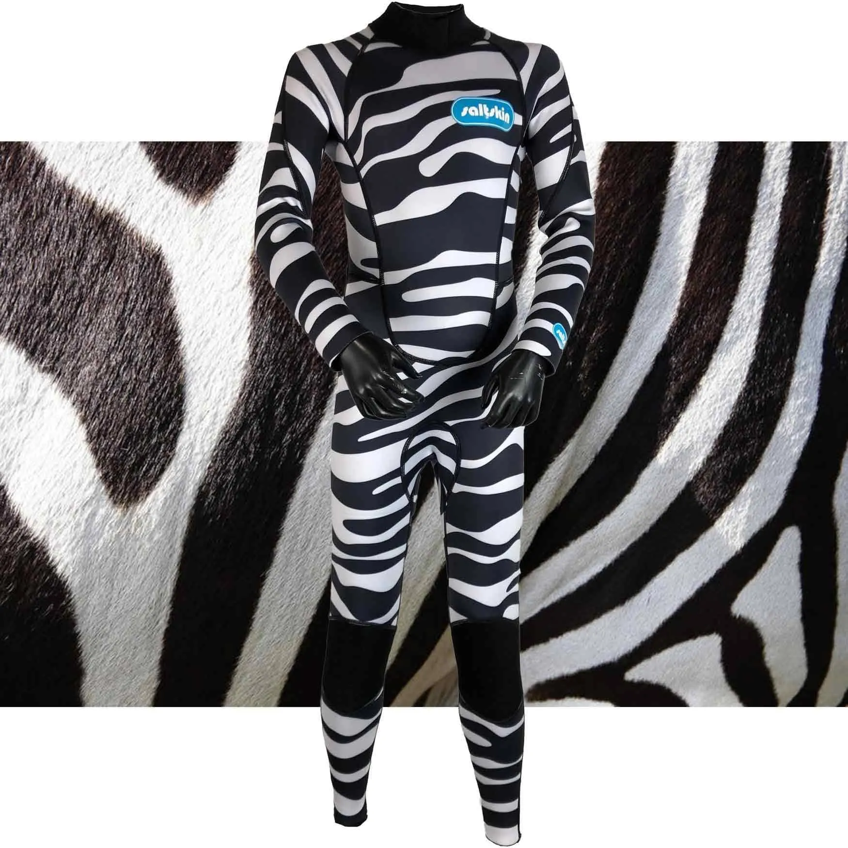 Saltskin Youth Kids Zebra 3mm Full Wetsuit - Zebra